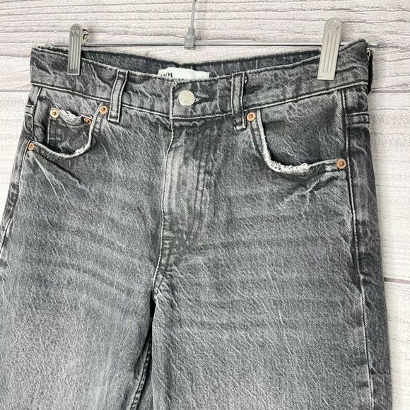 ZARA 100% Cotton Straight Black Jeans Women’s Size 2 Long - Picture 2 of 7